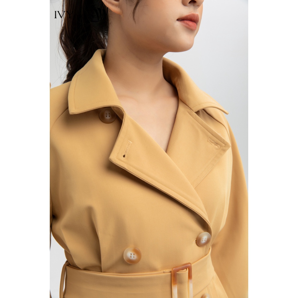 [NHẬP WABRTL5 GIẢM 10% TỐI ĐA 50K ĐH 250K ]Áo crop trench coat 4 khuy nữ IVY moda MS 67M6109