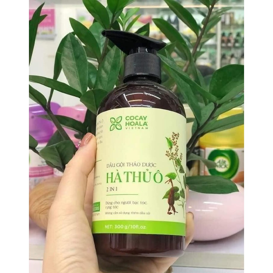 Dầu Gội Thảo Dược Hà Thủ Ô 2in1 Giảm Rụng Tóc Bạc Tóc Giúp Tóc Chắc Khỏe, CoCayHoaLa Chai 450g
