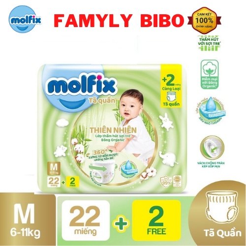 Tã Bỉm Quần Molfix Thiên Nhiên Size M Dành Cho Bé Nặng    24 CÁI , 48 CÁI ,70 CÁI , 84 CÁI