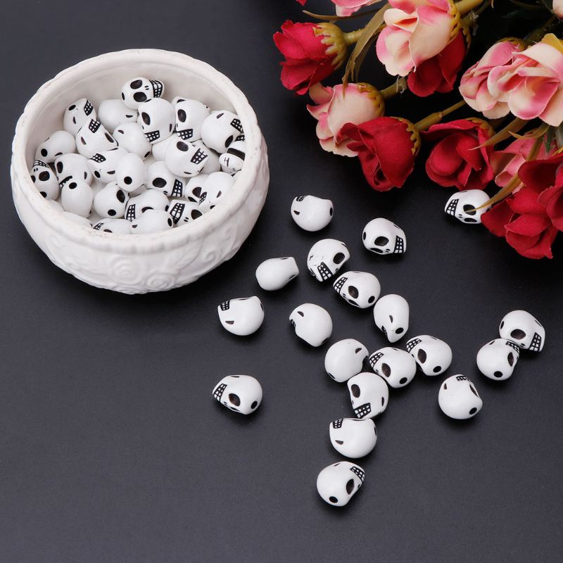 Set 60 Hạt Cườm Hình Đầu Lâu Dùng Làm Trang Sức DIY