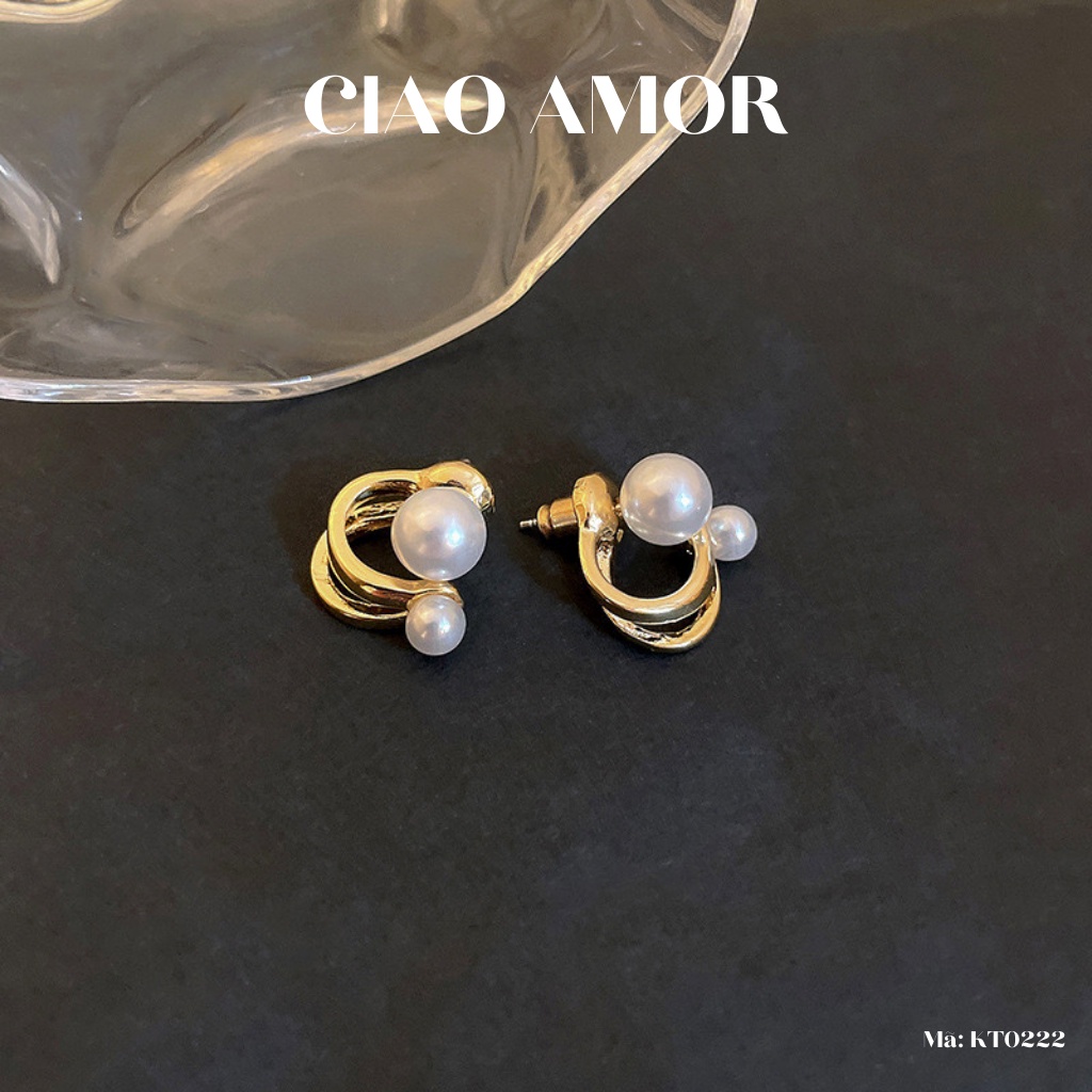 KT0222-Khuyên tai nữ, Hoa tai bạc 925 vòng sau đính ngọc trên Trang sức Ciao Amor