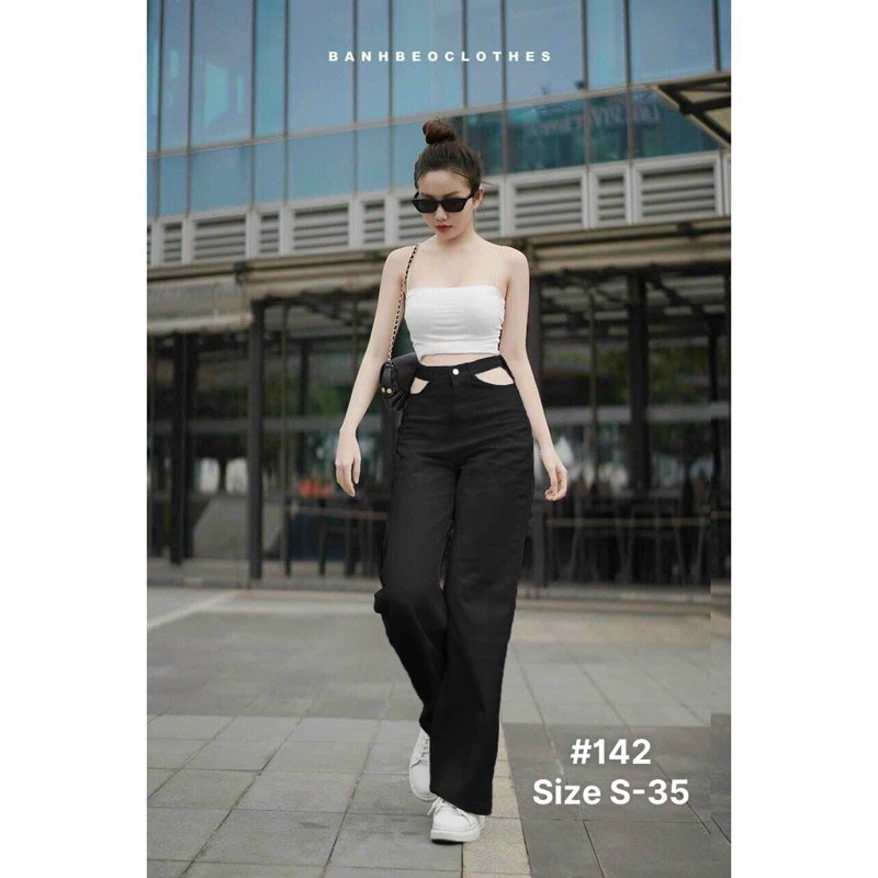 Quần Baggy Kaki Nữ Bigsize 40kg Đến 80kg Lưng Cao Khoét Kiểu Ống Rộng 2 Màu