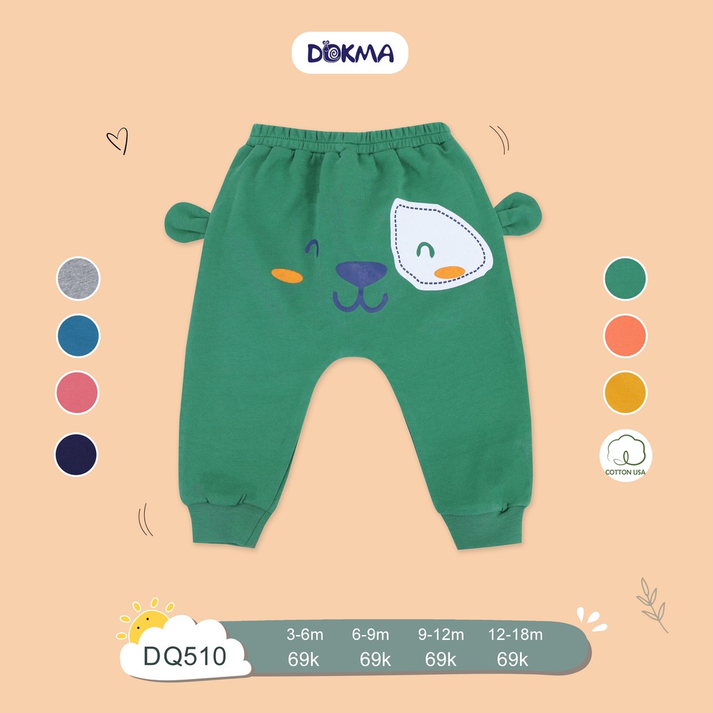 Dokma - Quần dài đóng bỉm, mông in thú cho bé 6-24 tháng tuổi DQ510