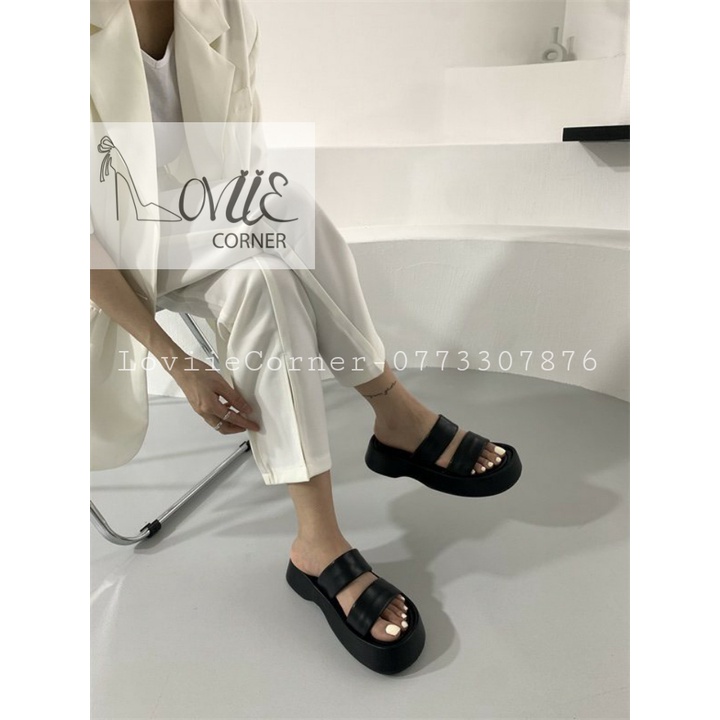 DÉP THỜI TRANG LOVIIECORNER - DÉP XUỒNG PHONG CÁCH NỮ TÍNH 2 QUAI NGANG PHỒNG ĐẾ BẰNG - D220787