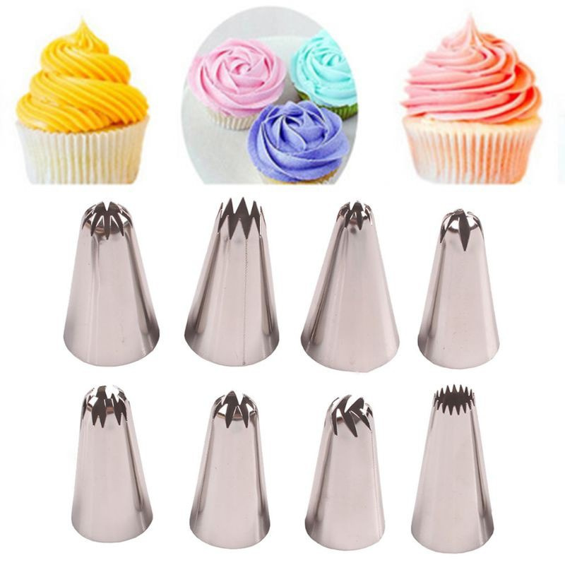 8 Đầu Bắt Bông Kem Trang Trí Bánh Bằng Thép Không Gỉ