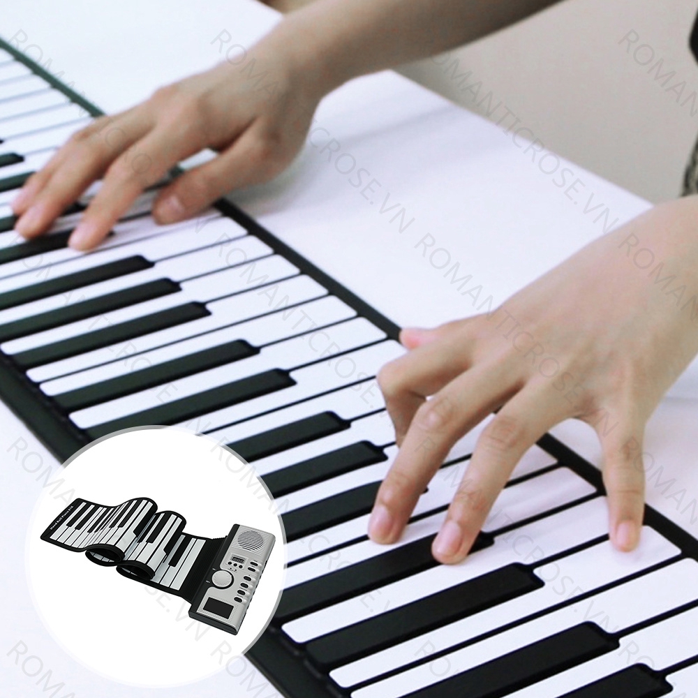 Bàn Phím Ammoon Piano Electric Piano 61 Phím Linh Hoạt Cuộn Lên Mềm Di động