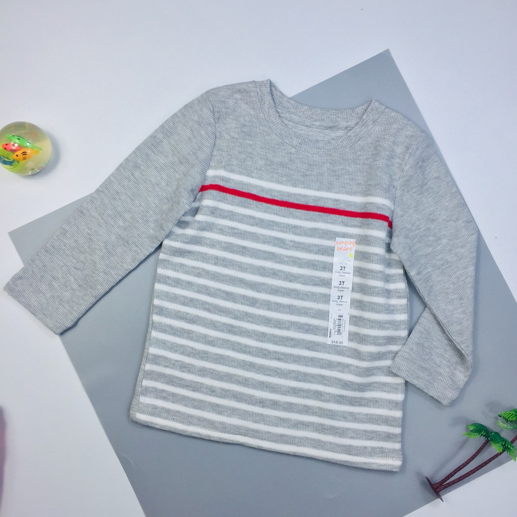 [3Y] Áo len Disney x Jumping Bean xám kẻ trắng