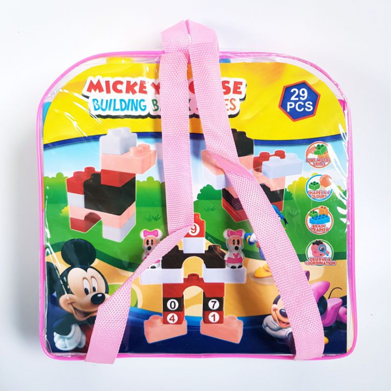 Balo lắp ghép mèo Hello Kitty, chuột Mickey 29 chi tiết cỡ lớn 7966