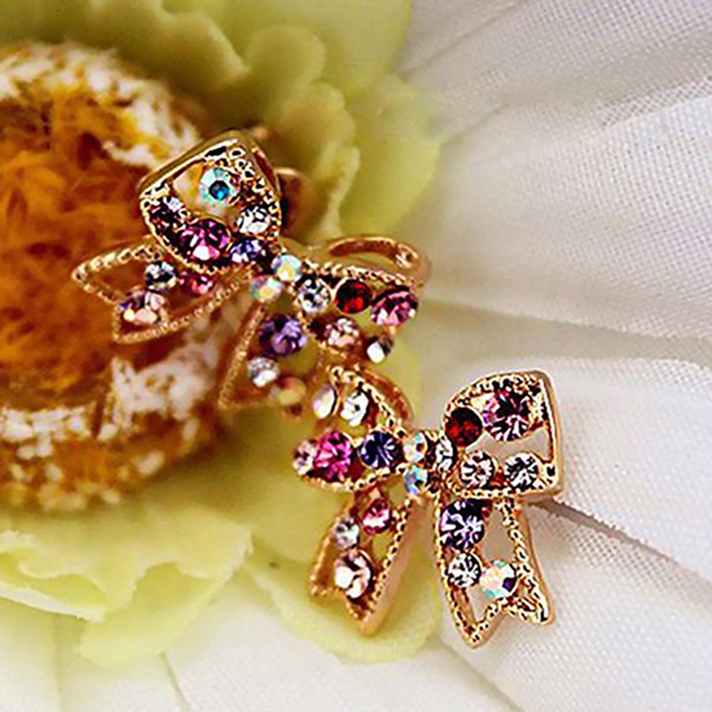 Hoa tai nơ đính đá nhiều màu dành cho nữ