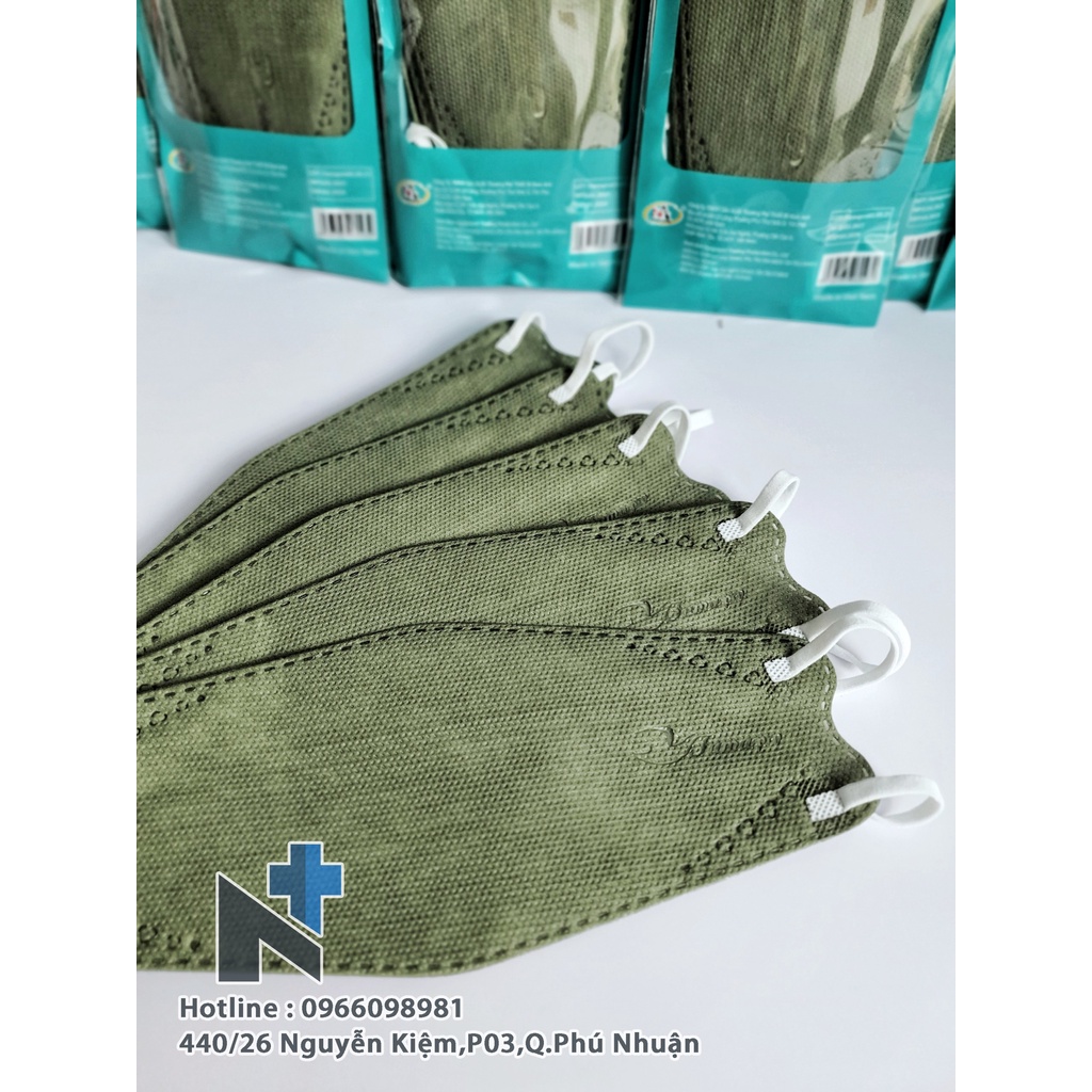 COMBO 50 - 100 cái Khẩu trang Famapro 4D KF94 (Xanh Rêu) - Bịch 5 cái | BigBuy360 - bigbuy360.vn