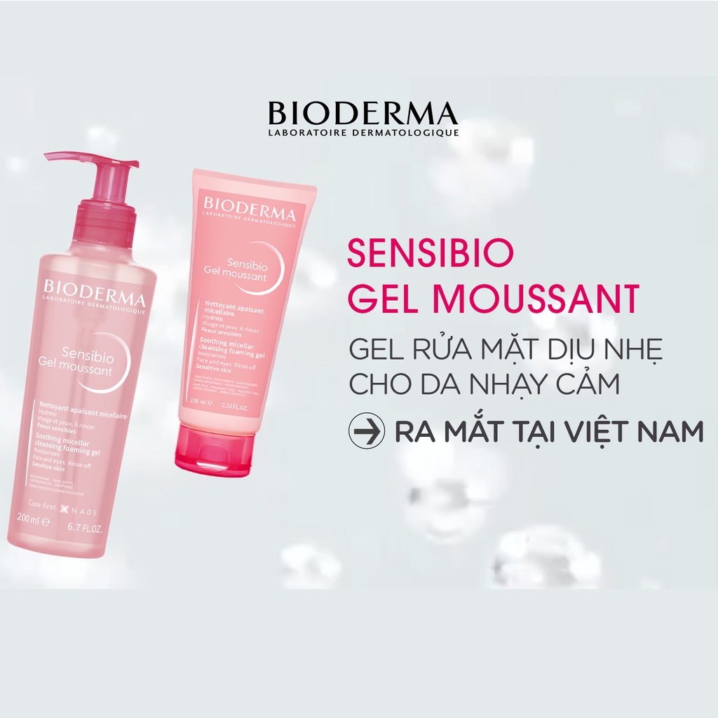 Sữa Rửa Mặt tạo Bọt Cho da Nhạy Cảm Bioderma Sensibio Gel Moussant Gel Hồng 45ml - 200ml