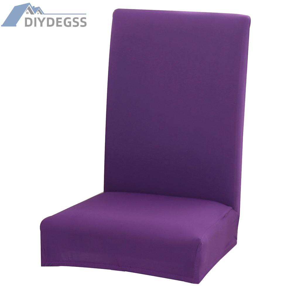 Pure Candy Color Elastic Chair Slipcover Stretch Dining Seat Case (Purple)