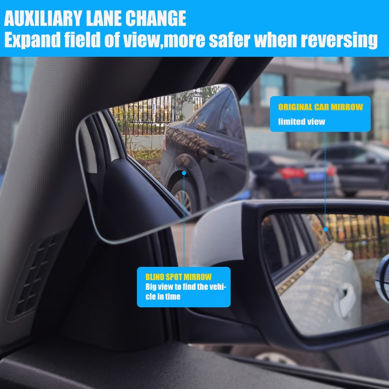 Gương chiếu hậu HD mặt lồi góc rộng không khung tùy chỉnh góc nhìn rộng không điểm mù tiện dụng cho xe hơi