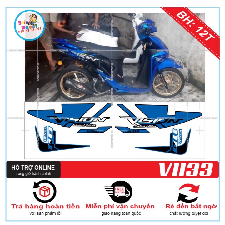 TEM XE VISION 2016 XANH ĐEN -- SHIN DECAL 2