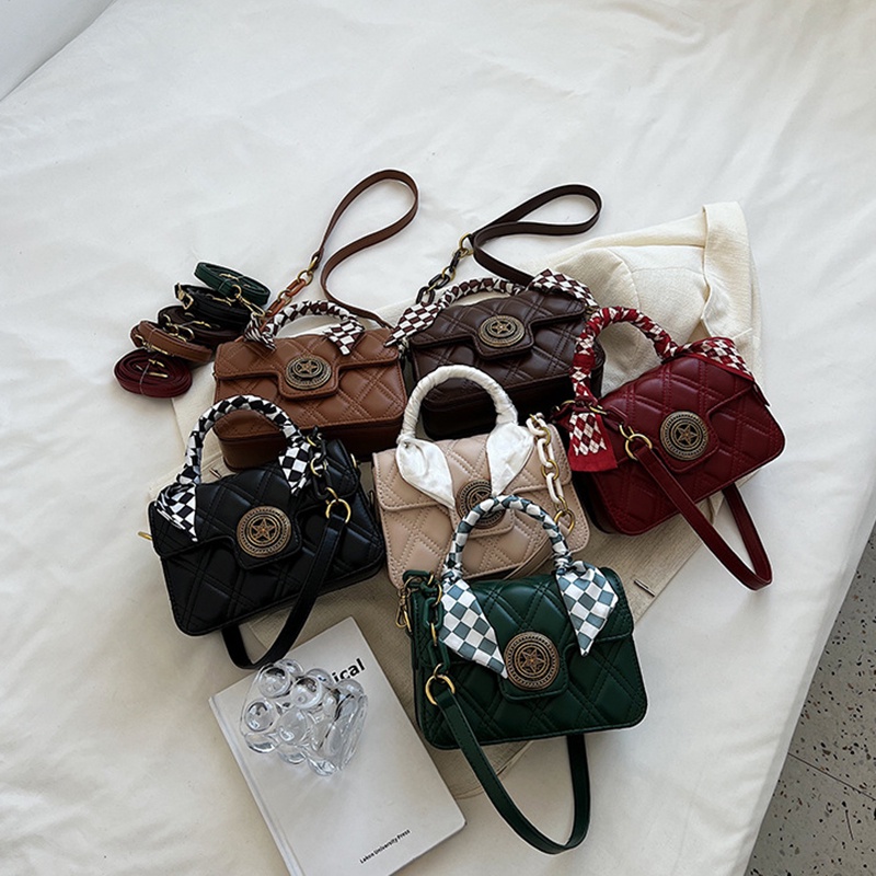 Ielgy Túi Đeo Chéo Nhỏ Hình Vuông Họa Tiết Kim Cương Đa Năng Cho Nữ