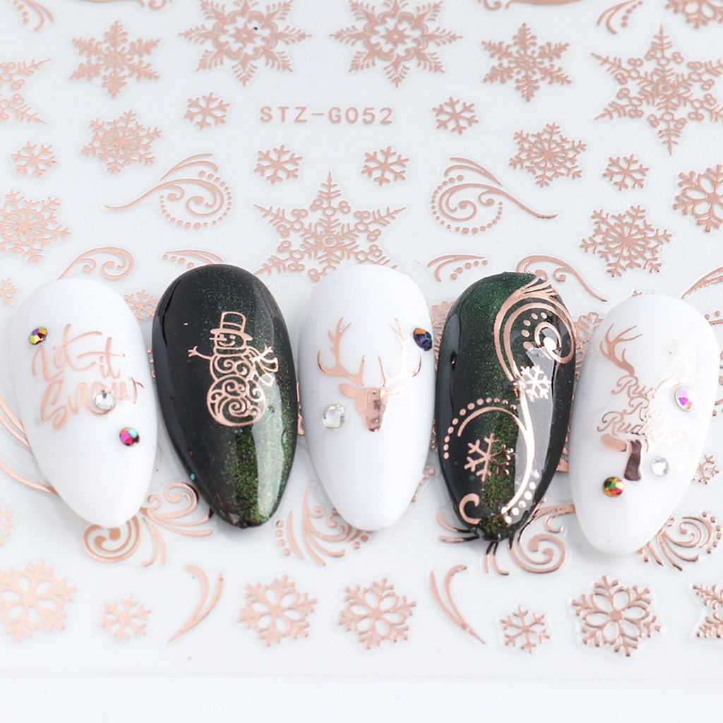 [Hàng mới về] Bộ 3 Miếng Dán Móng Tay Họa Tiết Giáng Sinh Xinh Xắn