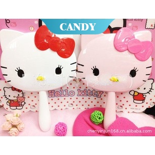 SANRIO Gương Trang Điểm Có Tay Cầm Hình Mèo Hello Kitty Dễ Thương