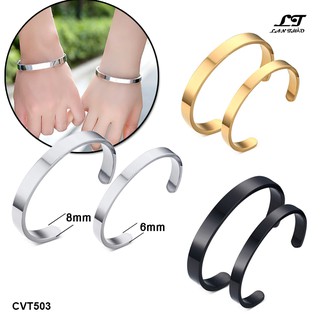 Một cặp vòng tay titan nam nữ trơn bóng giá tốt CVT503 Không đen không gỉ sét