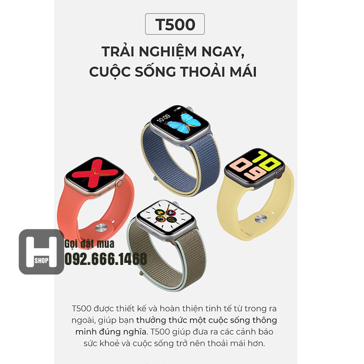 ĐỒNG HỒ THÔNG MINH T500 KIỂU DÁNG APPLE WATCH CAO CẤP [Bảo Hành 12 Tháng]