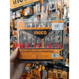 Bộ 16 mũi khoan kim loại và mũi bắt vít hiệu Ingco-AKSDB9165