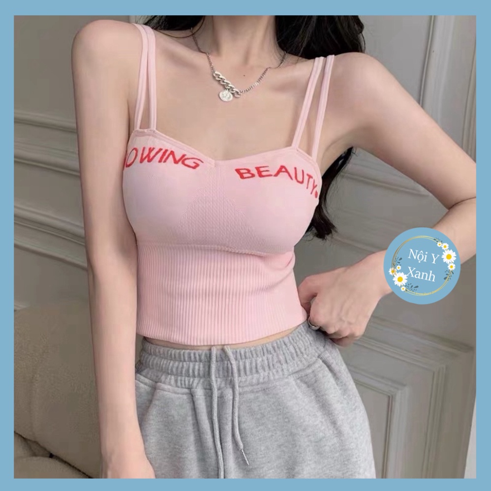 Áo Bra Nữ Dây Kép Cúp Ngực Dáng Lửng Có Đệm Ngực Trend Mới 829 Nội Y Xanh chất thoáng mát cao cấp