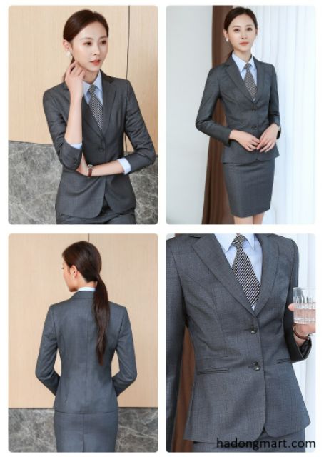 Bộ vest cho nữ quản lý nhà hàng khách sạn bao gồm áo và quần và váy (Hà Đông Mart)