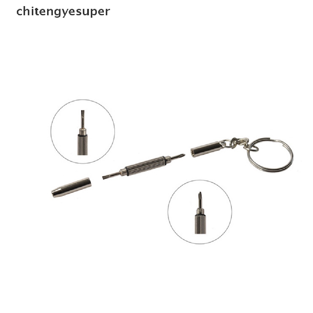 Tua vít 3 trong 1 dạng móc khóa bằng thép không gỉ để sửa chữa đồng/ mắt kính