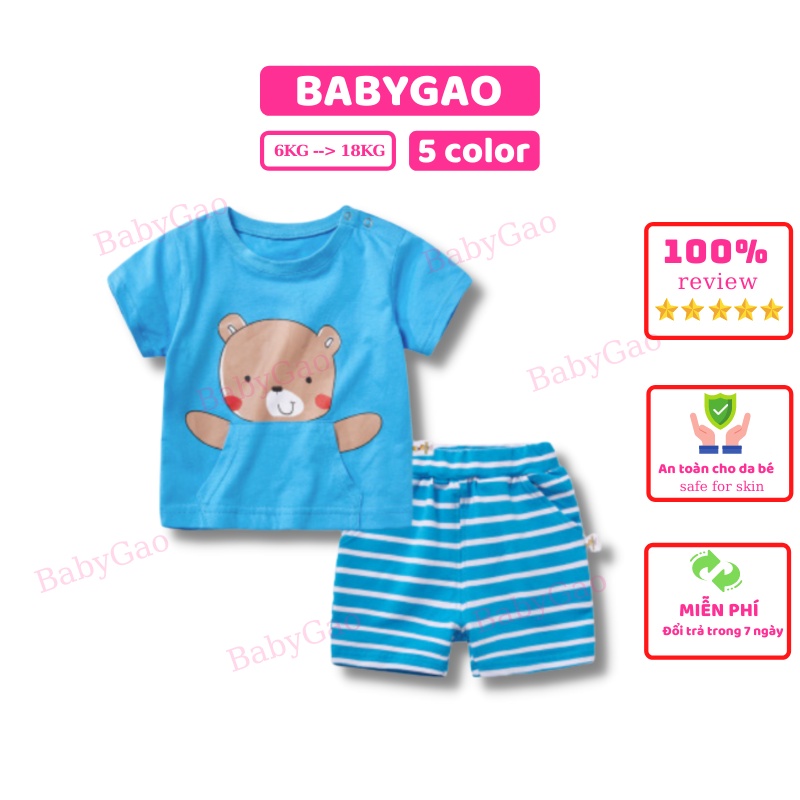 Bộ cộc tay cho bé BabyGao bé trai , bé gái thun cotton 4 chiều họa tiết hoạt hình cho bé (8-18Kg)