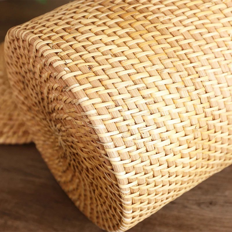 Sọt đựng quần áo mây tre đan BAMBOOO ECO giỏ hình trụ có nắp đựng gạo, cắm hoa trang trí nhà cửa