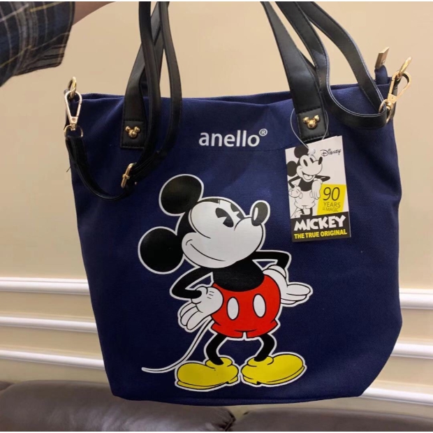 Anello-Disney Mickey túi đeo chéo mới túi đeo vai túi vải đôi in túi hoạt hình lớn thời trang