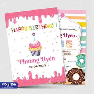 [Combo] Thiệp thôi nôi –  sinh nhật theo yêu cầu Pluxi Kẹo ngọt (PX_SN56)