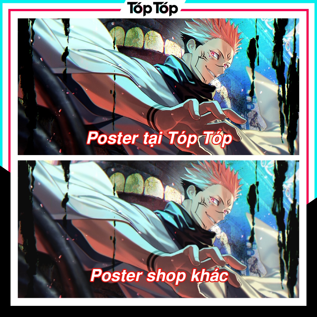 Poster anime Jujutsu Kaisen, tranh dán tường manga wall decor góc học tập JJK