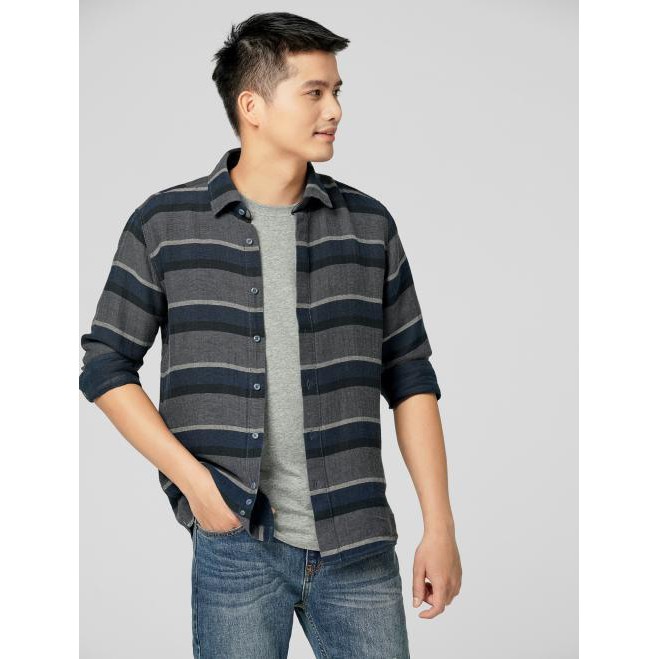 [Mã WABRCW giảm 40k đơn 99k] Áo sơ mi nam kẻ ngang 8TH18W002 CANIFA