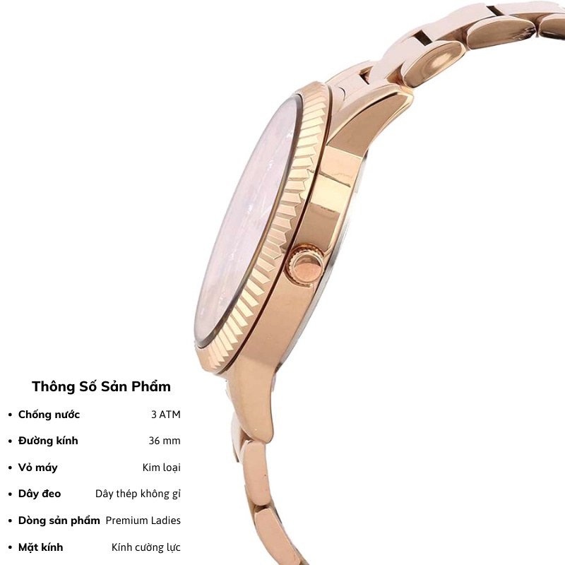 Đồng hồ nữ chính hãng Daniel Klein DK.1.12262 chống nước, mặt số chạm nổi, cọc số đính đá, dây thép không gỉ cao cấp