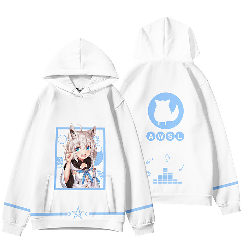 Hololive Vtuber Fubuki Áo Khoác Hoodie Tay Dài Hóa Trang Ookami Mio Cỡ Lớn
