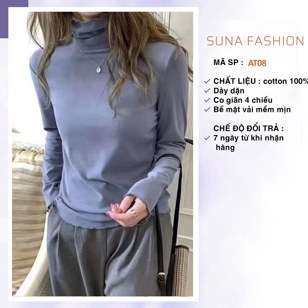 Áo thun nữ tay dài có cổ voan Quảng Châu, Áo phông nữ dài tay cổ voan SUNA FASHION