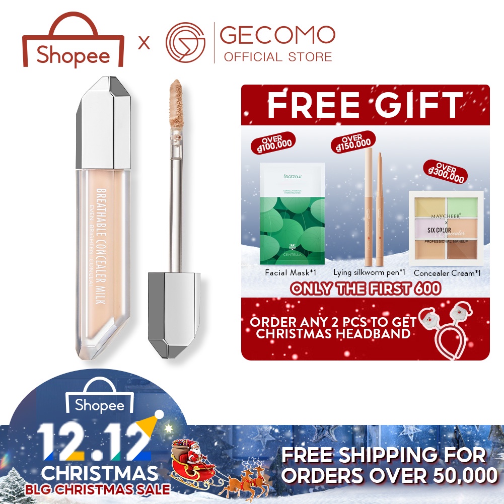 GECOMO Kem che khuyết điểm không thấm nước Full Coverage Matte Smooth Che giấu vết thâm quầng thâm Sẹo mụn Trang điểm cho da mặt