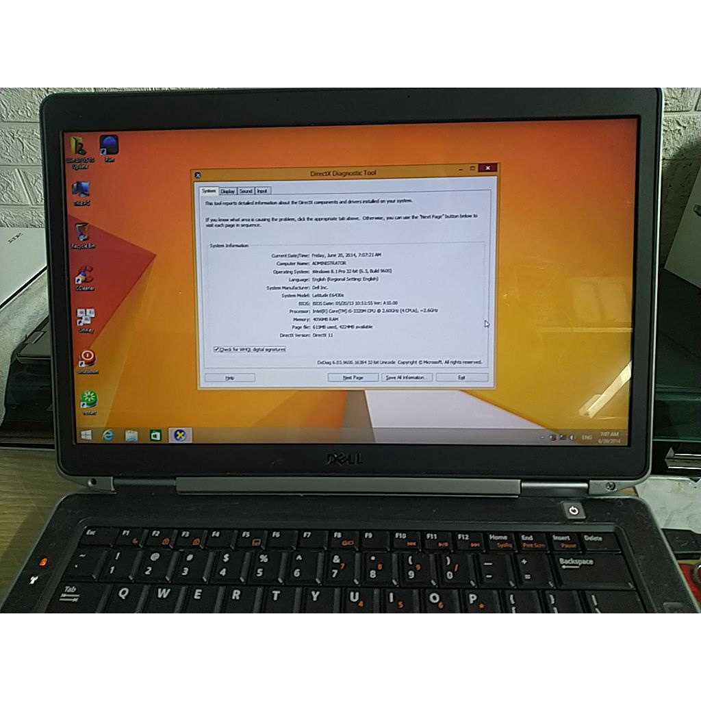 Laptop dell latitude e6430s ( I5 3320m Ram 4gb HDD 250gb )
