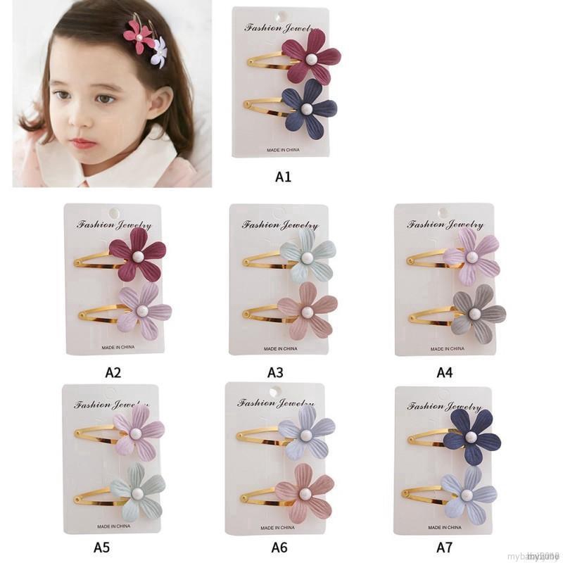 My Baby  Baby Girls Hair Clips Flower Shape Pearl Hair Pin Hair Accessories