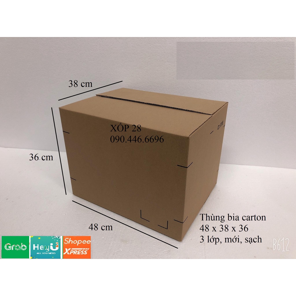 48x38x36 mới cứng 3 lớp hộp thùng giấy bìa carton dùng đóng gói hàng hóa chuyển nhà giá rẻ to nhỏ vừa