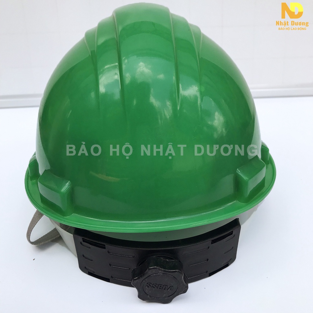 Mũ bảo hộ lao động khóa vặn có lót xốp màu xanh lá N03, Nón bảo hộ lao động Nhật Dương cho công trình