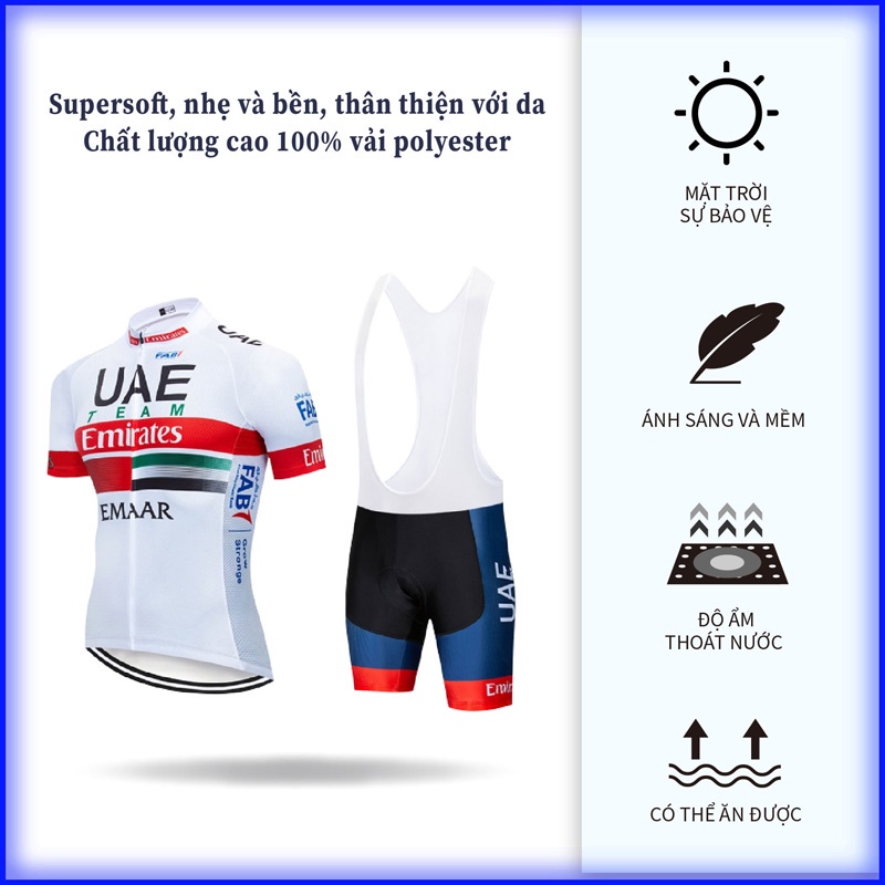 UAE Bộ quần áo đi xe đạp mới dành cho nam Mùa hè áo ngắn tay ngắn thoáng khí cho xe đạp leo núi