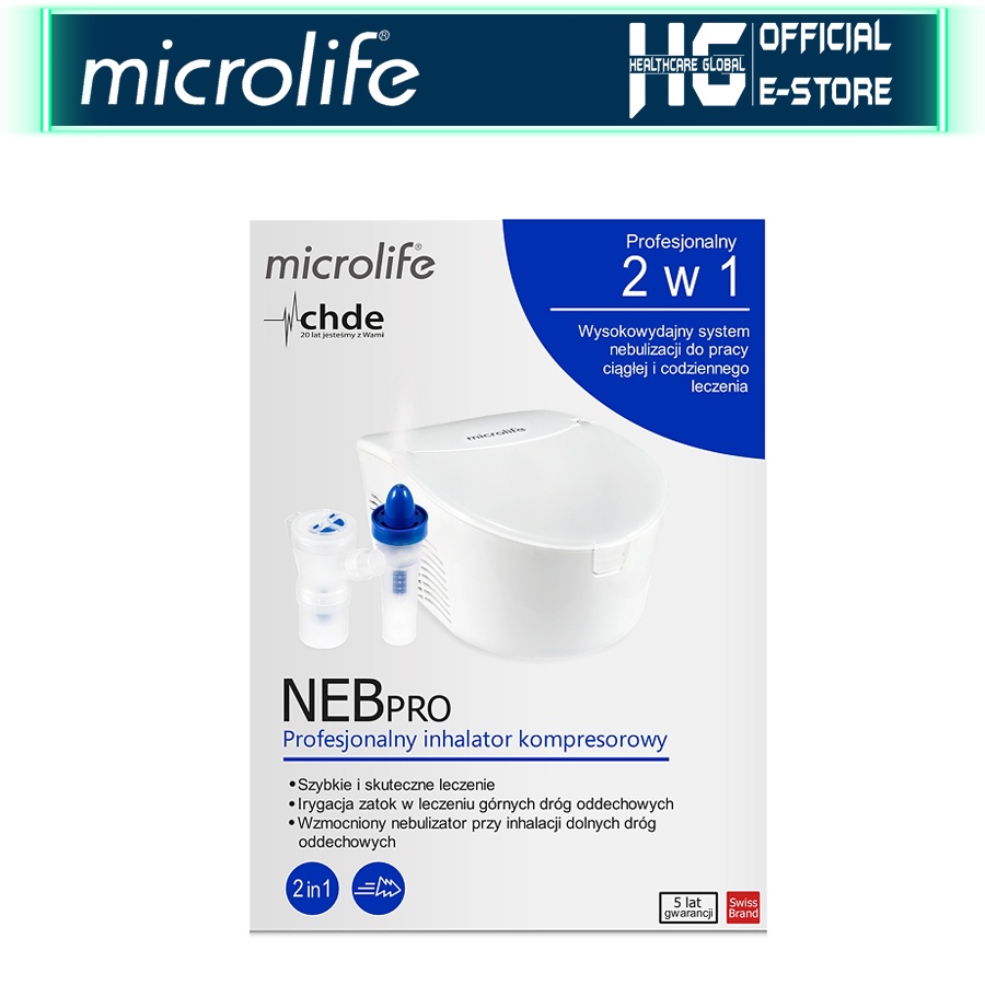 Máy Xông Khí Dung 2 Trong 1 Microlife NEB PRO | Chức Năng Xông Mũi Họng Và Rửa Sạch Khoang Mũi - Bảo Hành 3 Năm