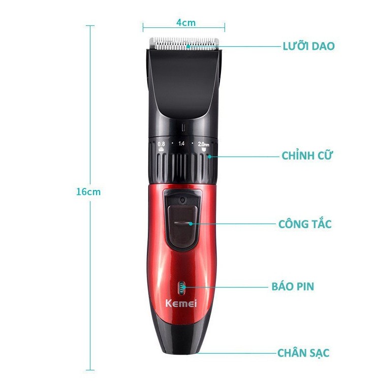 Tông đơ cắt tóc cho Bé và Gia Đình Kemei KM-730 - Sạc điện Bảo hành 1 đổi 1 chính hãng