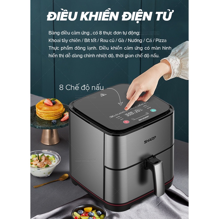 [Mã ELBAU10 giảm 10% đơn 500K][New Model] Nồi Chiên Không Dầu Sharp KF-AF70EV-ST Chống Dính 7L [1700W]