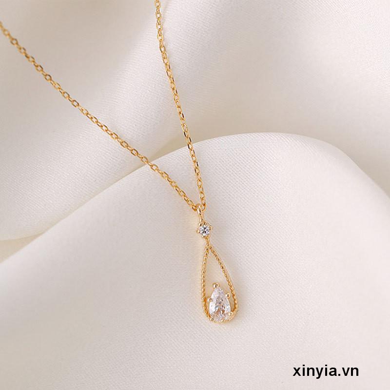 Vòng cổ Mặt Hình Giọt Nước Đính Đá Zircon 14K Phong Cách Retro Magic789