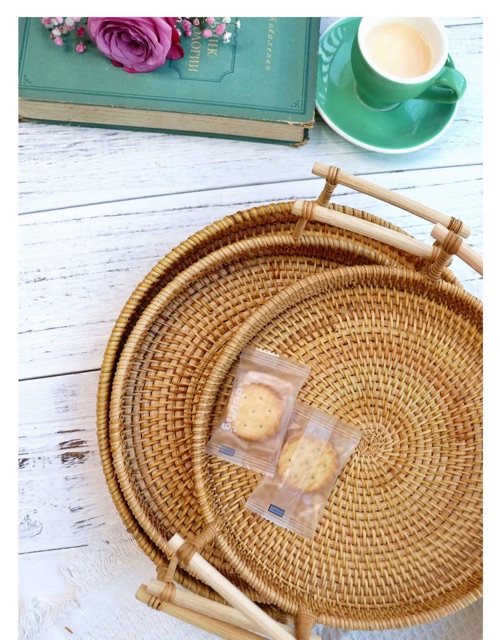 Khay Mây Trang Trí Size To Đựng Đồ Decor Cao Cấp