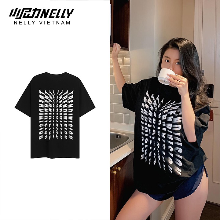 Áo Thun Tay Lỡ Nelly Cotton 100% Dáng Unisex Form Châu Á In Hình Trendivision N0168