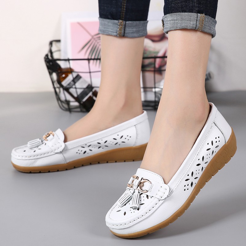 【bán như tôm tươi】Giày búp bê da bò thời trang dành cho nữ Giày lười giày đi dạo Có sẵn trong nhiều màu sắc Linh hoạt và nhẹ Giày lỗ Giày phẳng | BigBuy360 - bigbuy360.vn