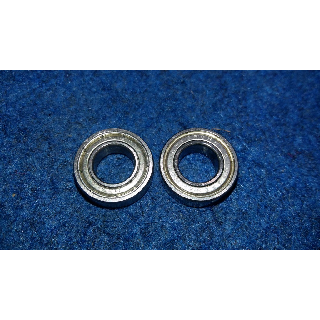 Vòng bi mã 1680  tháo máy Nhật, dùng chế thay thế cho bạc thau trong quạt gió dân dụng, giá bán theo cặp 2 chiếc.